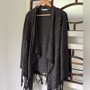 Cecico Gray and Taupe Waterfall Cardigan with Fringe - Size S - EUC